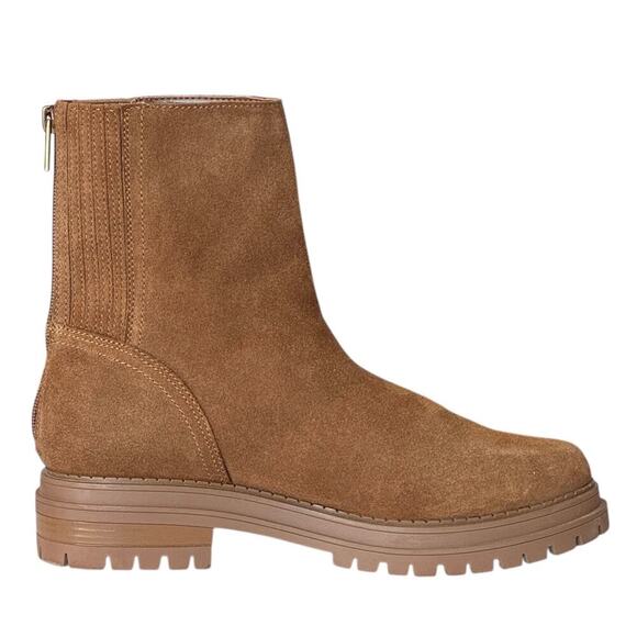 Chelsea Boot Calvin Klein 'Greg' Suede Size 9M Cognac Brown Lug sole tall - Picture 4 of 10